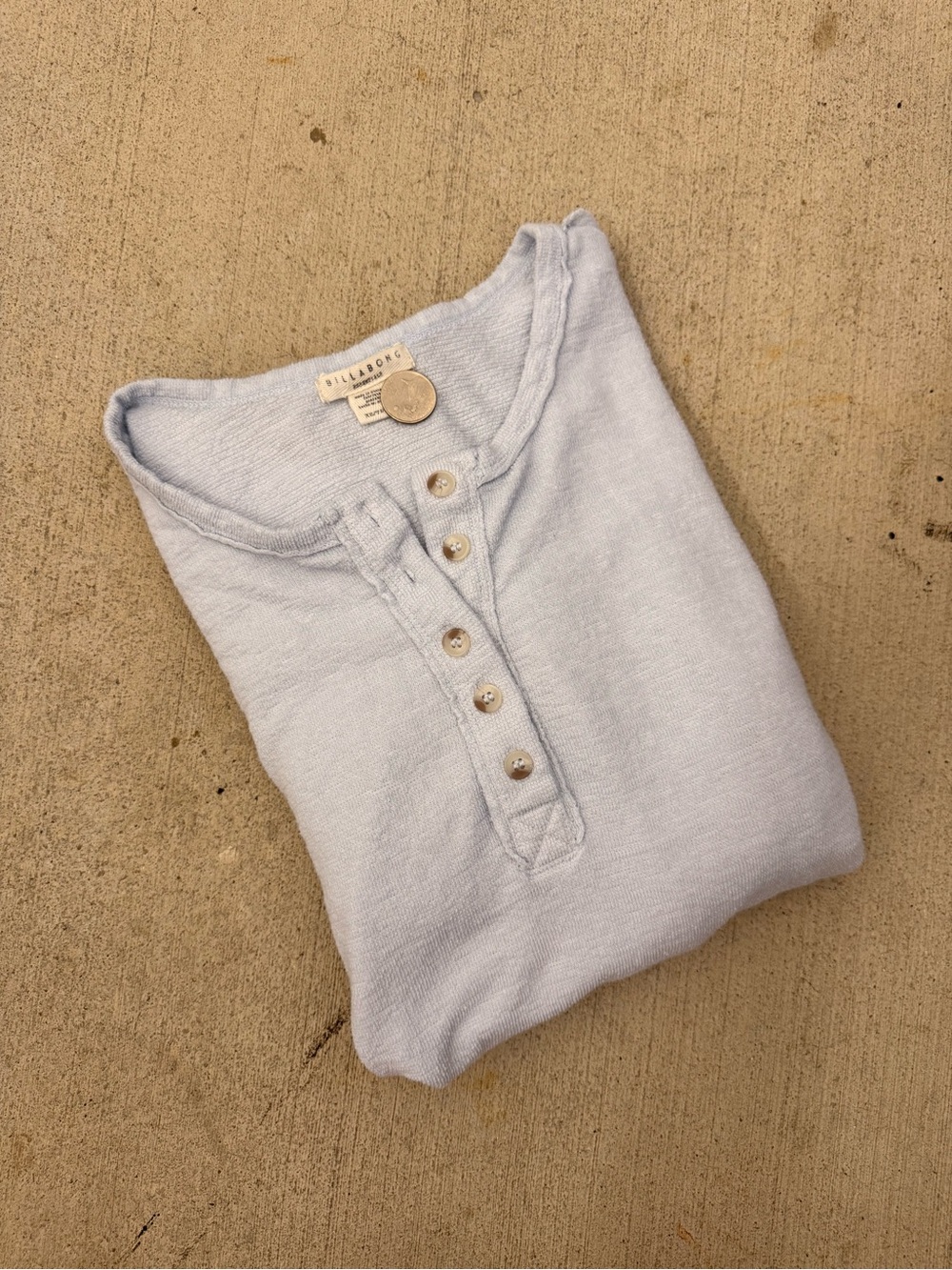 Billabong Pale Blue Towel Henley Shirt